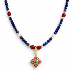 Dunhuang Lapis Lazuli Necklace – Handmade Natural Stone Beaded Pendant Taoist Protection Jewelry | Taiqing Temple