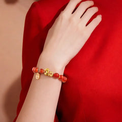 Natural Red Agate Bracelet – Year of the Horse 2026 Luck & Wealth Taoist Blessing Bracelet for Women