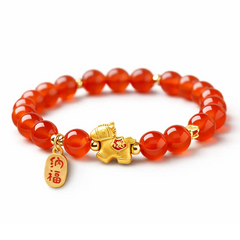 Natural Red Agate Bracelet 2026 Year of Horse – Luck Wealth Taoist Blessing Bracelet for Women | Taiqing Temple