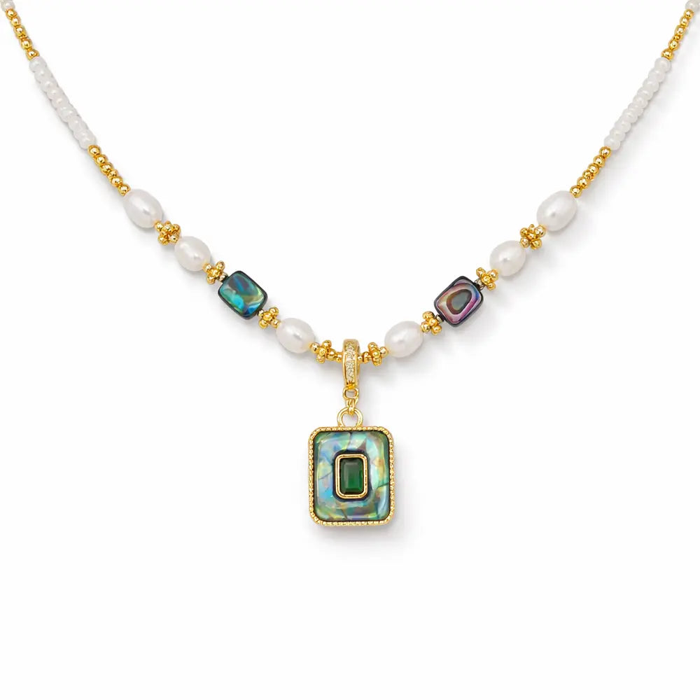 Freshwater Pearl Abalone Shell Necklace – Luxury Minimalism Energy Jewelry Taoist Protection | Taiqing Temple