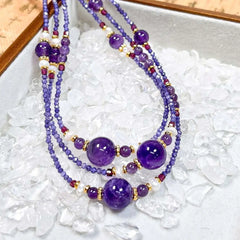 Collar Energético de Amatista - Conjunto de Joyas de Cristal para Protección Taoísta, Suerte y Sabiduría
