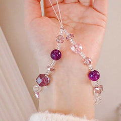 Amuleto de Cristal de Amatista Natural para Teléfono – Conjunto de Regalo con Correa Hecha a Mano y Energía de Protección Taoísta