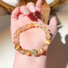 Conjunto de regalo de pulsera Citrino de la abundancia – Joyería de cristal de la suerte para mujer con bendición taoísta Feng Shui