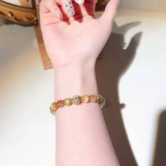 Conjunto de regalo de pulsera Citrino de la abundancia – Joyería de cristal de la suerte para mujer con bendición taoísta Feng Shui