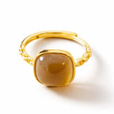 Natural Hetian Jade Sugar Cube Ring – S925 Silver Adjustable Taoist Blessing Gift Set | Taiqing Temple