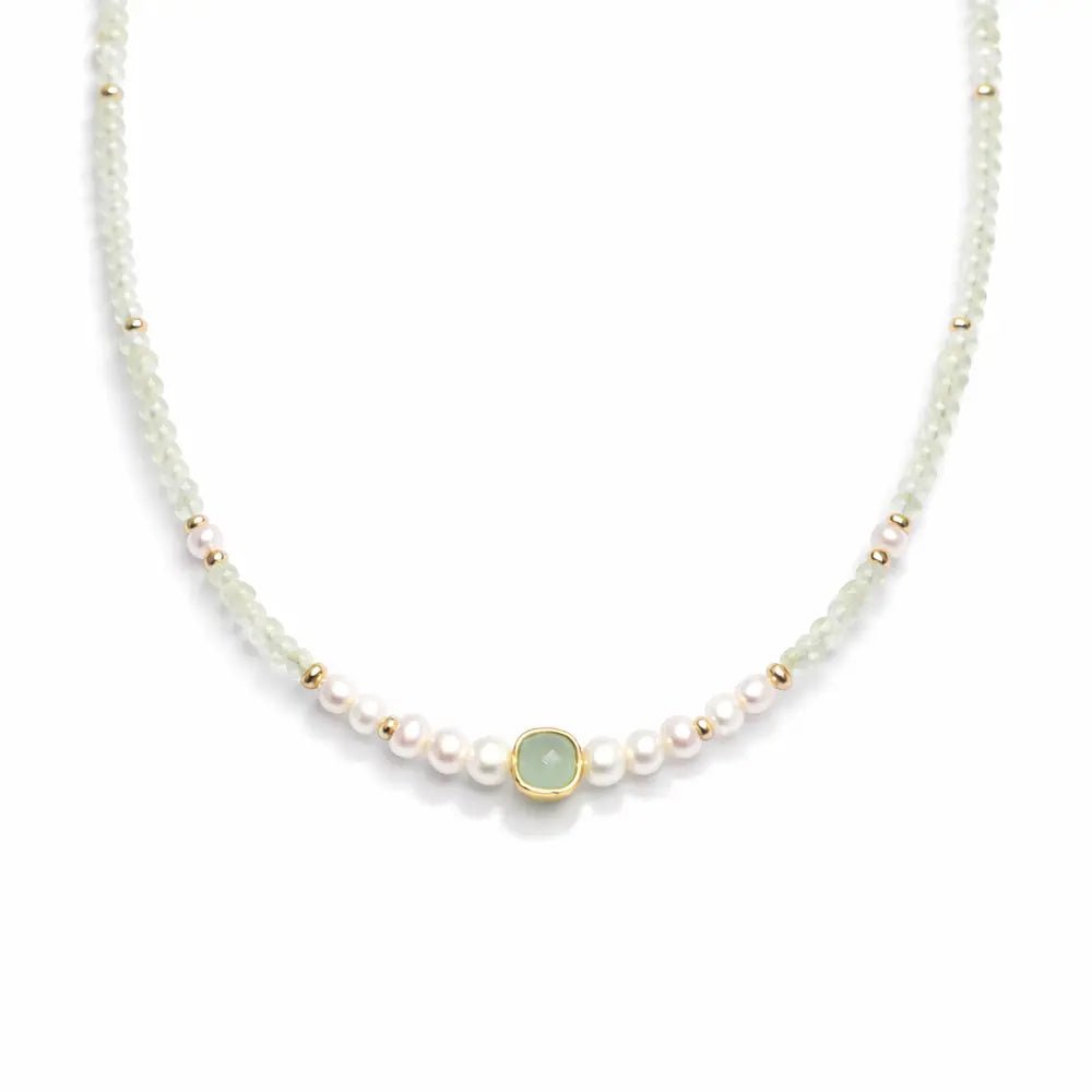 Natural Jade Pearl Necklace Chinese Style Minimalist Clavicle Chain Gift Set for Women