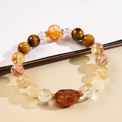 Pulsera de cristal natural Super Seven – Conjunto de regalo de pulsera para la riqueza, la suerte y la alineación energética taoísta