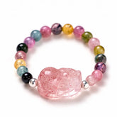 Natural Tourmaline Pixiu Ring – Wealth Love Luck Taoist Blessing Gift Box Pearl Garnet Crystal | Taiqing Temple