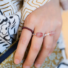Anillo Pixiu de Turmalina Natural – Riqueza y Amor Suerte Set de Regalo Bendición Taoísta con Perlas y Granate