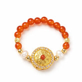 Red Agate Compass Lucky Ring – Taoist Feng Shui Design Couple Protection Premium Gift Box | Taiqing Temple