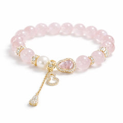 Love Energy Bracelet – Natural Rose Quartz Crystal Love Attracting Bracelet for Women | Taiqing Temple