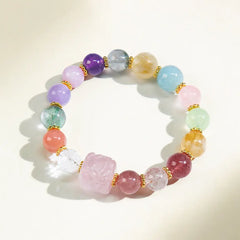 Pulsera de cristal Super Seven para mujer – Conjunto de regalo de pulsera de energía de riqueza taoísta, amor y protección