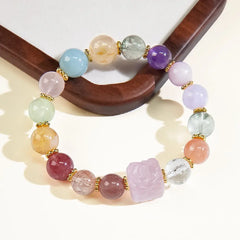 Pulsera de cristal Super Seven para mujer – Conjunto de regalo de pulsera de energía de riqueza taoísta, amor y protección