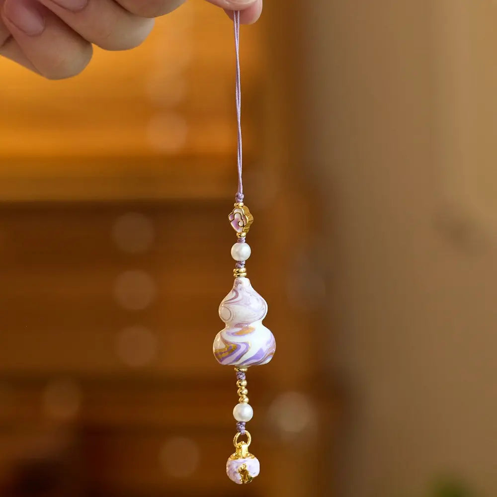 Chinese Lacquer Gourd Charm – Taoist Lucky Amulet Phone Strap Bag Charm Car Hanging Gift Set