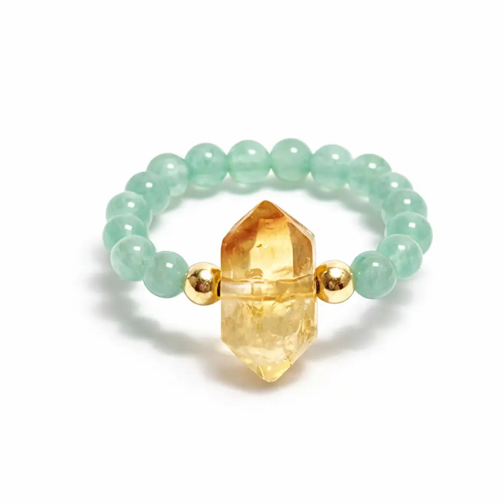 Citrine Aventurine Crystal Ring – Wealth Luck Taoist Energy Protection Minimalist Luxury Gift for Women | Taiqing Temple
