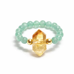 Citrine Aventurine Crystal Ring – Wealth Luck Taoist Energy Protection Minimalist Luxury Gift for Women | Taiqing Temple
