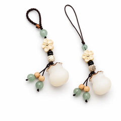 Handmade Bodhi Phone Charm & Lucky Keychain – Taoist Wealth & Protection Amulet Gift Set