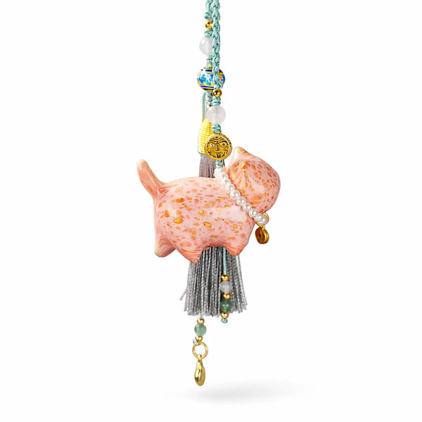 Lacquer Lucky Cat Charm – Taoist Wealth & Protection Bag Pendant Amulet Gift Set