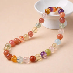 Natural Multi-Stone Crystal Necklace – Strawberry Quartz, Sunstone & Green Phantom Wealth, Love & Protection Gift Set