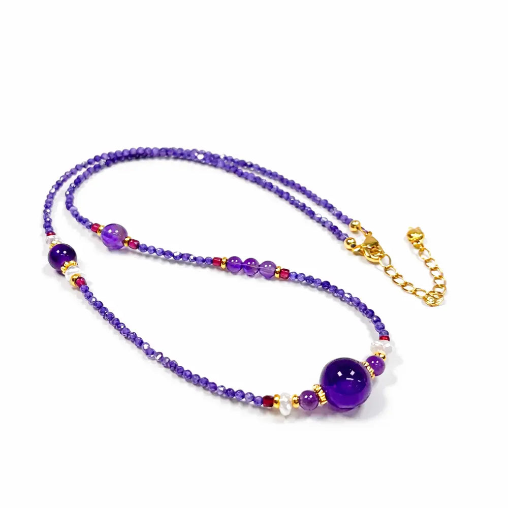 Natural Amethyst Energy Necklace – Protection Luck Crystal Pendant Gift Set | Taiqing Temple
