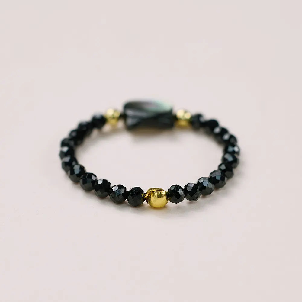 Natural Black Mother-of-Pearl Cat Bracelet – Black Spinel Protection Lucky Energy Jewelry