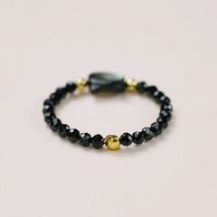Natural Black Mother-of-Pearl Cat Bracelet – Black Spinel Protection Lucky Energy Jewelry