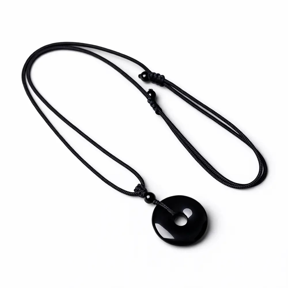 Natural Black Obsidian Pendant Necklace – Taoist Protection Amulet Feng Shui Lucky Jewelry | Taiqing Temple
