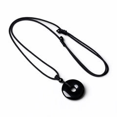 Natural Black Obsidian Pendant Necklace – Taoist Protection Amulet Feng Shui Lucky Jewelry | Taiqing Temple
