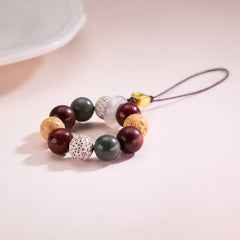 Natural Bodhi Multi-Bead Lucky Keychain – Taoist Five Elements Protection Charm Car & Phone Pendant Gift