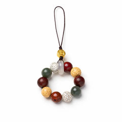 Natural Bodhi Multi-Bead Lucky Keychain – Taoist Protection Charm Car Phone Pendant Gift | Taiqing Temple
