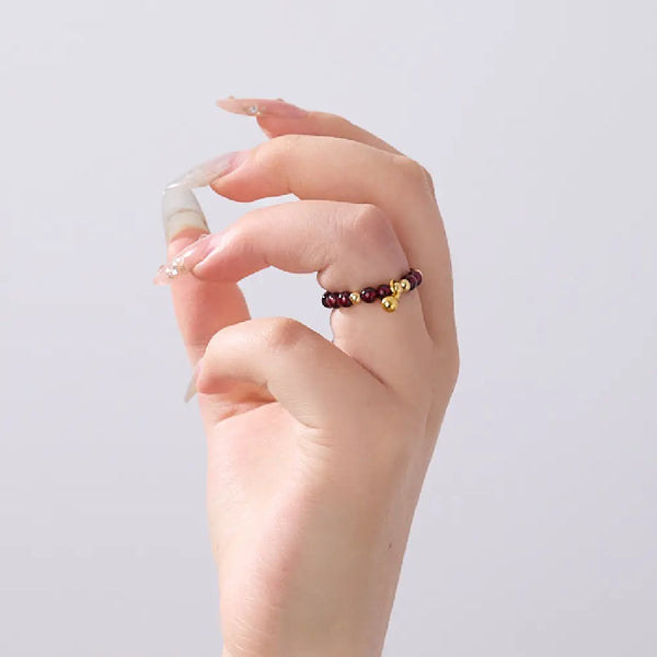 Natural Garnet Energy Ring – Taoist Love Attraction & Protection Crystal Ring Gift Set