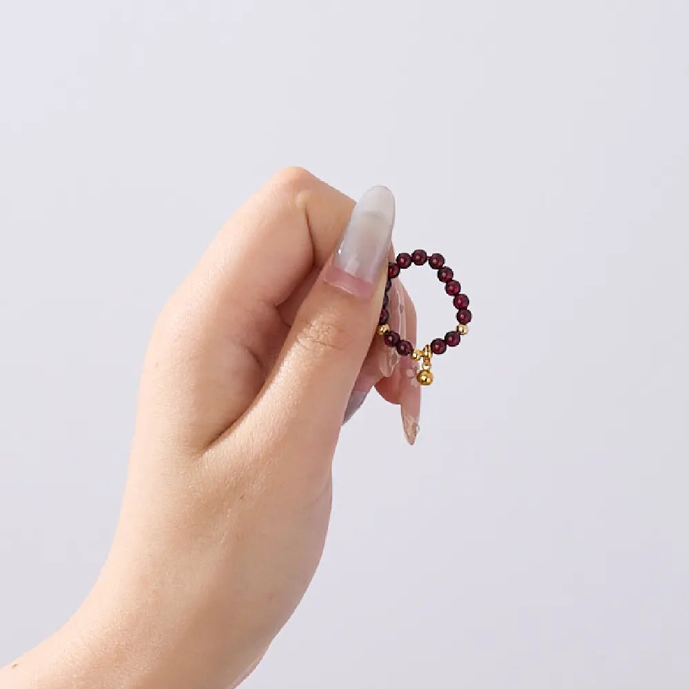 Anillo energético de granate natural – Juego de regalo de anillos de cristal para la atracción amorosa y la protección taoísta
