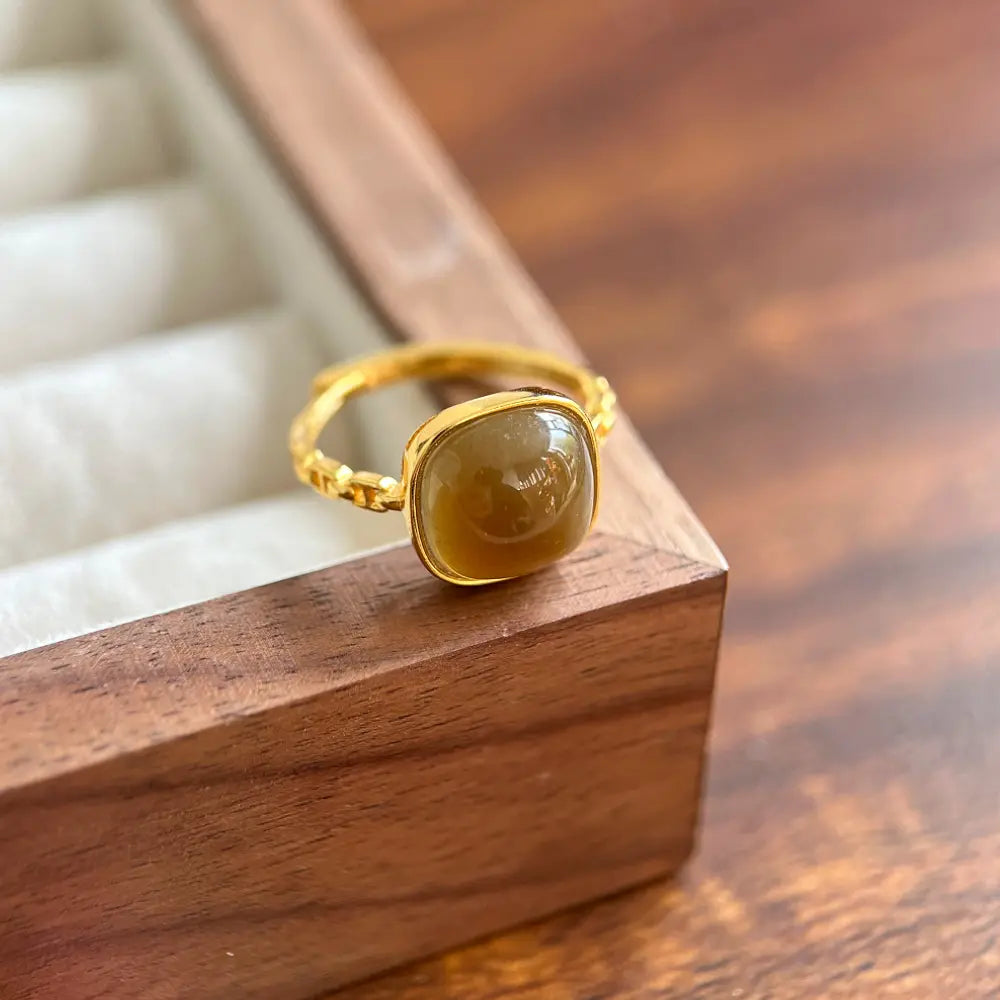 Natural Hetian Jade Sugar Cube Ring – S925 Silver Adjustable Taoist Blessing Gift Set