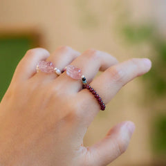 Natural Tourmaline Pixiu Ring – Wealth & Love Luck Taoist Blessing Gift Set with Pearl & Garnet