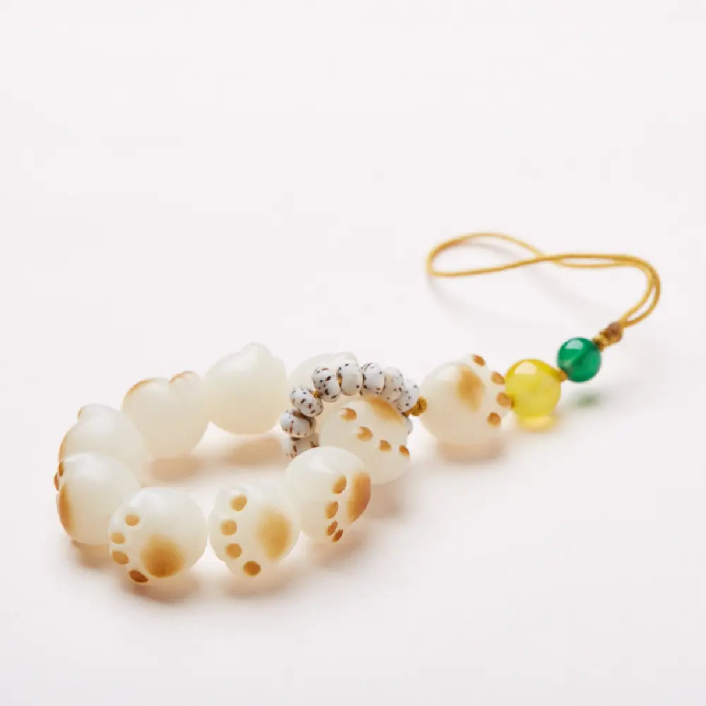 Natural White Bodhi Cat Paw Lucky Charm – Taoist Protection & Good Fortune Amulet Gift Set