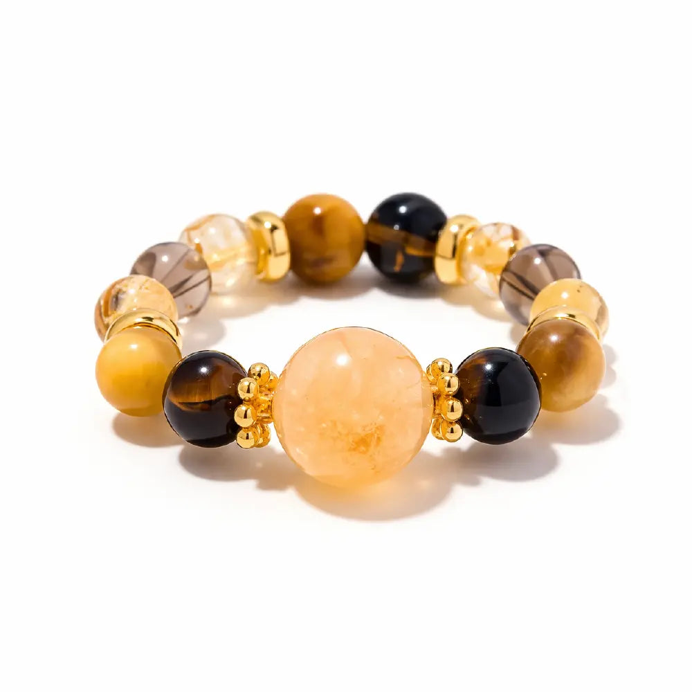 Taoist Golden Fortune Citrine Tiger Eye Wealth Ring – Protection Energy Ring Gift Set | Taiqing Temple
