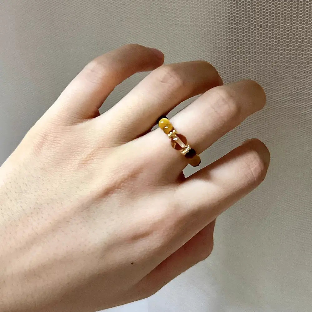 Taoist Golden Fortune Citrine Tiger Eye Wealth Ring Gift Set – Protection Energy Ring