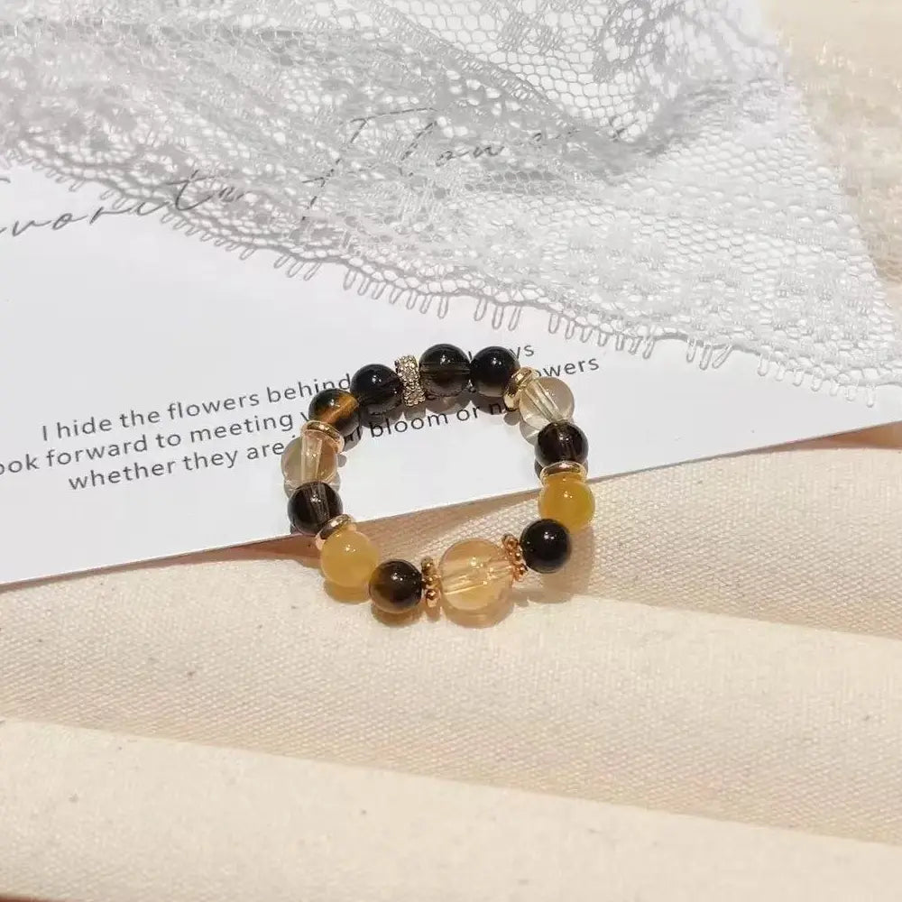 Taoist Golden Fortune Citrine Tiger Eye Wealth Ring Gift Set – Protection Energy Ring