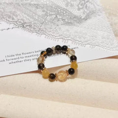 Taoist Golden Fortune Citrine Tiger Eye Wealth Ring Gift Set – Protection Energy Ring