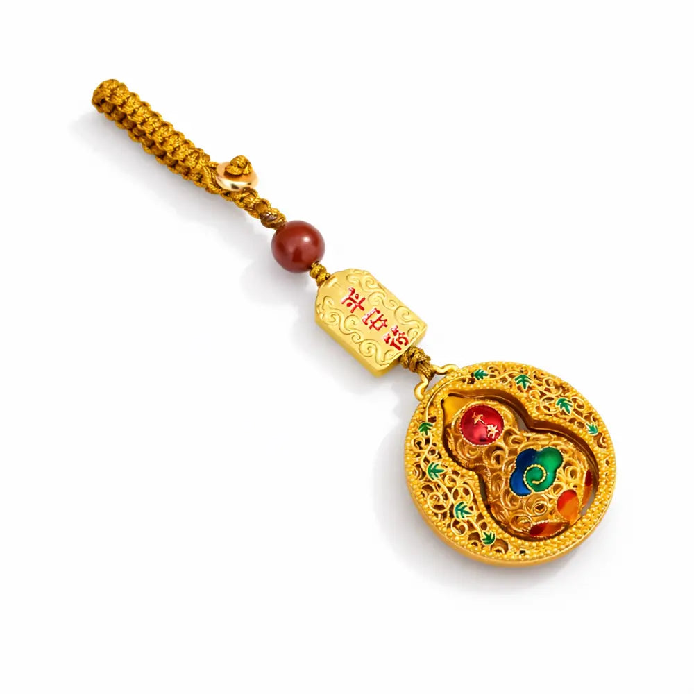 Lucky Taoist Gourd Keychain – Feng Shui Protection Amulet Car Key Holder Gift Set | Taiqing Temple
