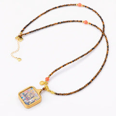 Tiger Eye Zaki Ram Tangka Necklace – Taoist Protection Luck Energy Amulet Jewelry | Taiqing Temple
