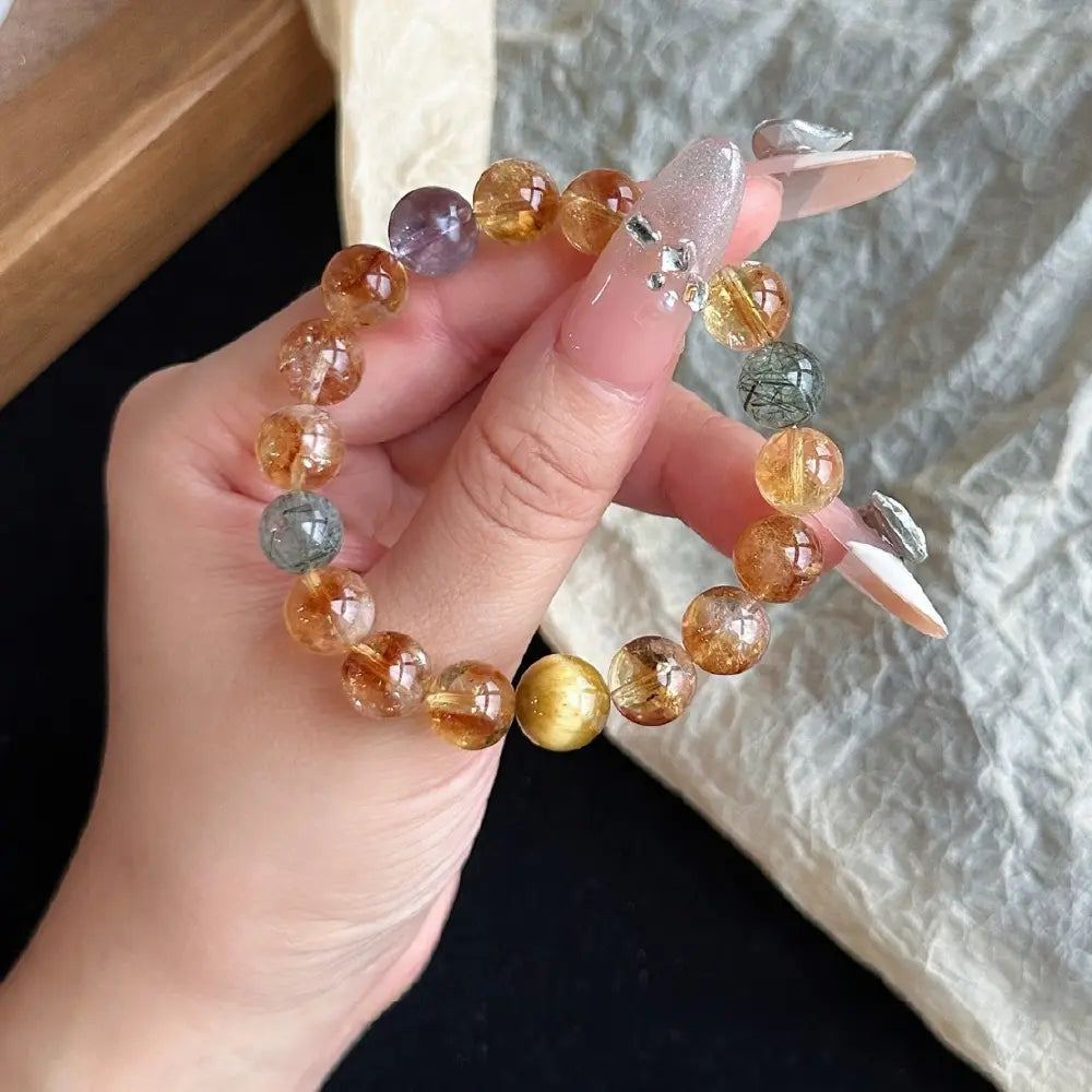 Wealth Attraction Bracelet – Natural Citrine, Rutilated Quartz & Golden Tiger Eye Crystal Gift Set