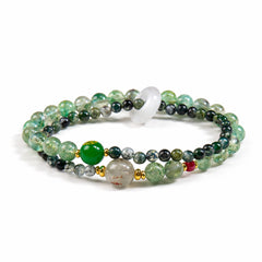 Five Elements Crystal Bracelet – Natural Strawberry Quartz Agate Wealth Energy Bracelet | Taiqing Temple
