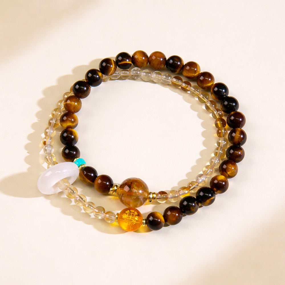 Five Elements Crystal Bracelet – Natural Strawberry Quartz & Agate Wealth & Energy Balance Gift Set