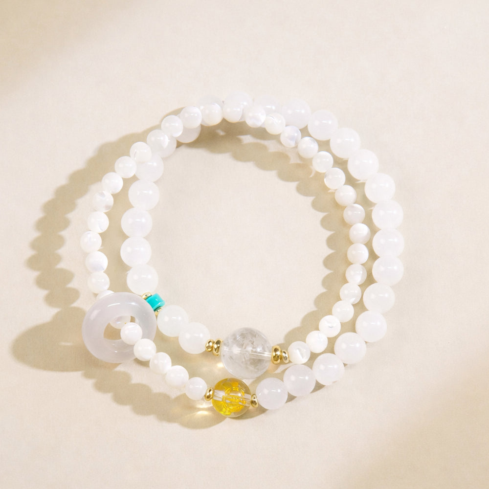 Five Elements Crystal Bracelet – Natural Strawberry Quartz & Agate Wealth & Energy Balance Gift Set