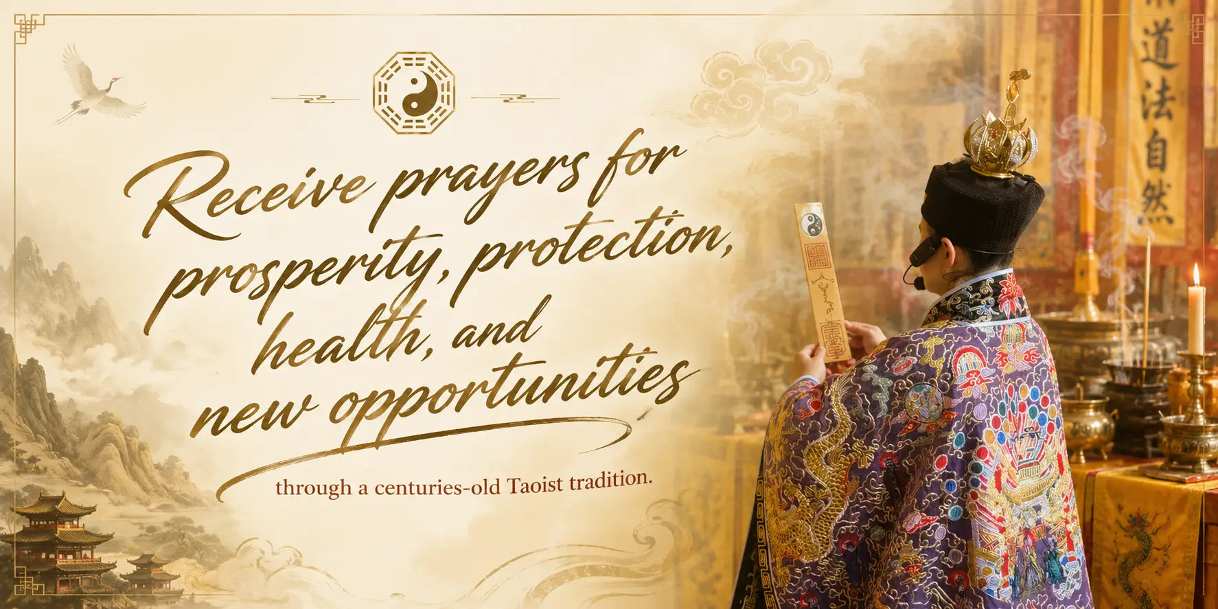 Team blessing ceremony led by a registered Taoist priest, asking deities for team prosperity